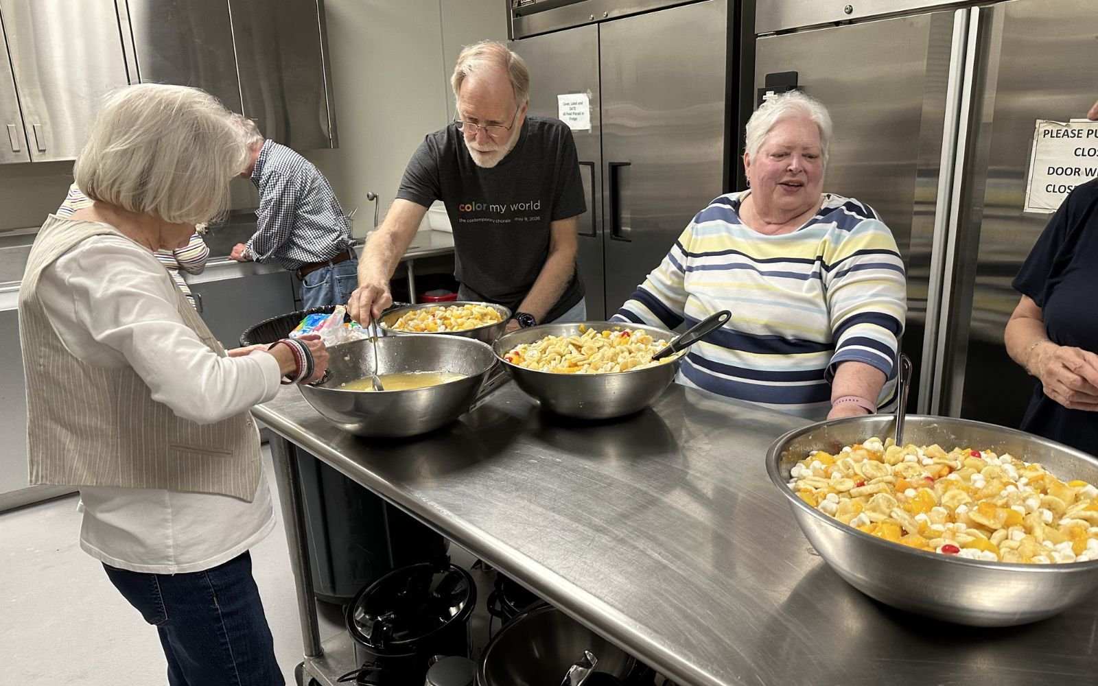 Church members serving a community meal in Allen, Texas