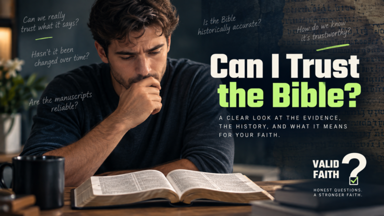 Thoughtful man reading the Bible and considering whether Scripture is historically accurate, reliable, and unchanged