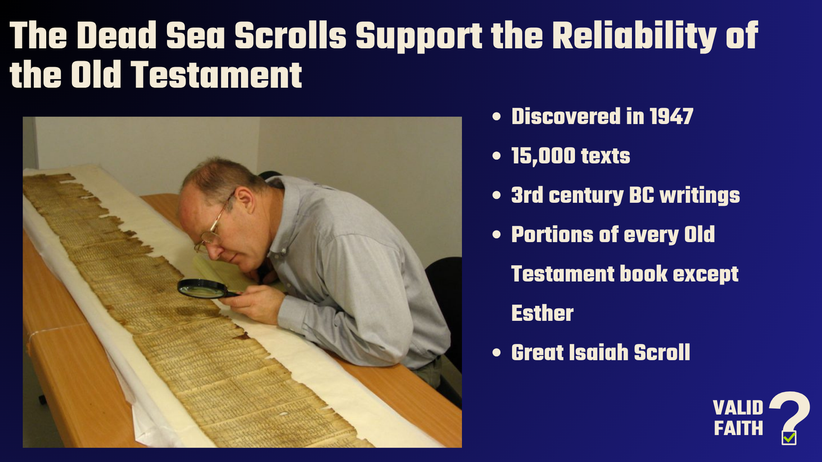 Dead Sea Scrolls evidence supporting the reliability and preservation of the Old Testament text