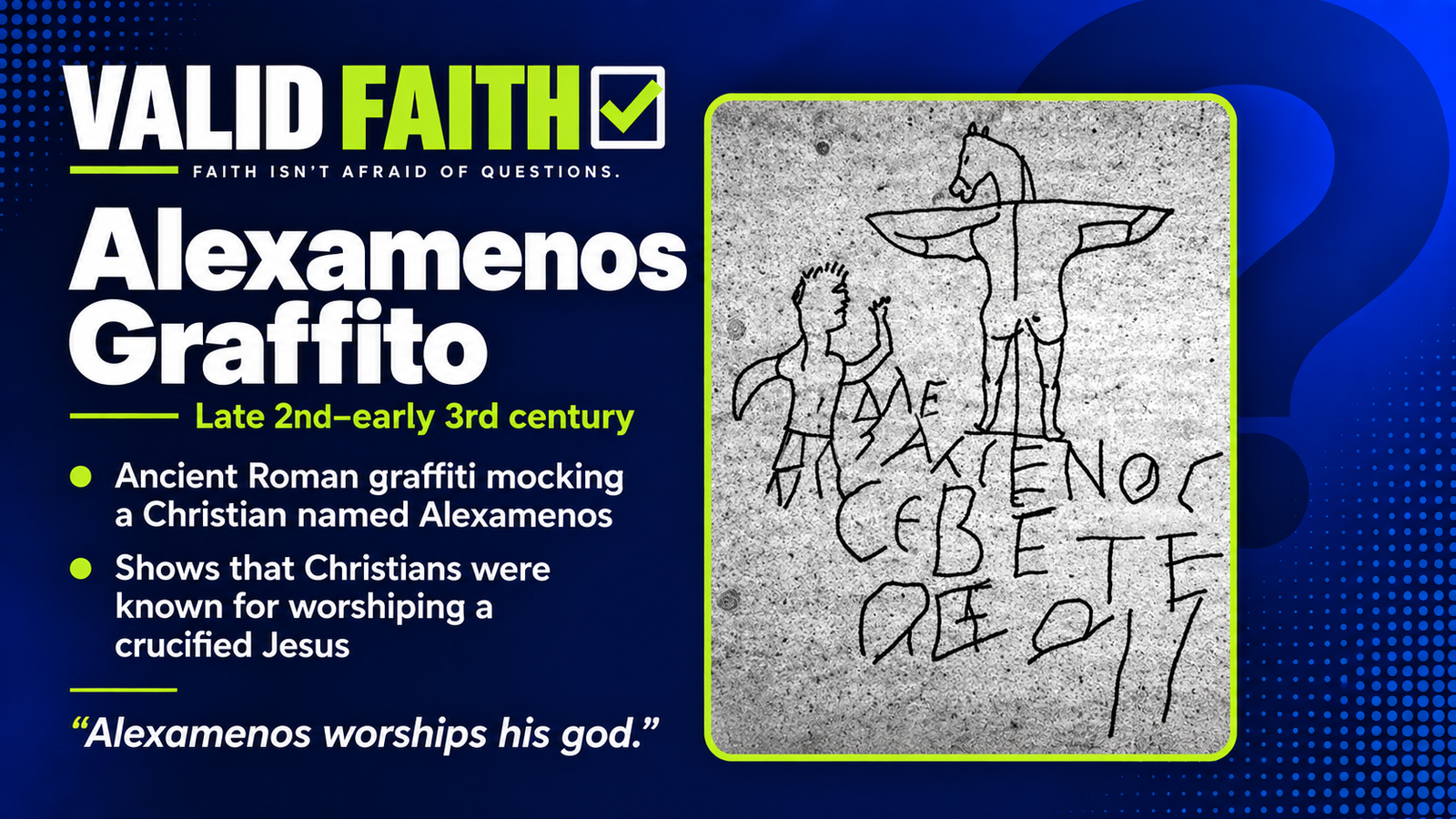 Alexamenos graffito mocking early Christian worship of a crucified figure